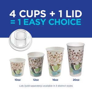 12oz Paper Coffee <b>Cups</b> with Coffee <b>Cup</b> Swirls and Beans Design <b>Disposable</b> Single Wall Hot Drink 500 Count - Product Image 5