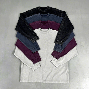 เสื้อสเวตเตอร์คอกลมแขนยาวผู้ชาย สีพื้น ผ้าฝ้ายถัก 100% สวมใส่สบายๆ สำหรับฤดูใบไม้ร่วง ทรงปกติ - Product Image 1