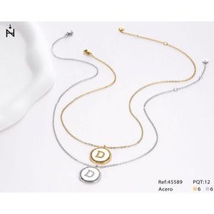 Collana con Ciondolo Lettera D 2Cm con Diamante, Stile Collare, Gioielli alla Moda - Product Image 3
