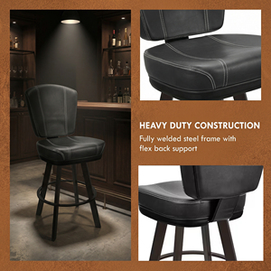 كراسي بار صناعية حديثة شديدة التحمل من الجلد، كراسي حانات تجارية بإطار فولاذي ملحوم بالكامل ودعم ظهر مرن للفنادق والصالات الرياضية - Product Image 4