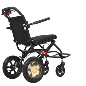 Sedia a Rotelle Leggera e Pieghevole per Anziani, Carrello da Viaggio Portatile con Freno a Mano, Telaio in Acciaio ad Alto Tenore di Carbonio - Product Image 6