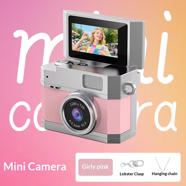 Mini Keychain Camera-1080P FHD Retro Digital Camera-Tiny Portable Vintage Compact Micro Camera with up to 64GB MicroSD