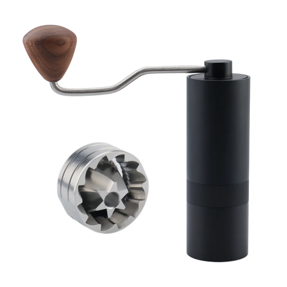 2023 Aluminium-Karosserie eingebaute 38mm-Edelstahl-Burr Heimgebrauch Espresso kleine Handmühle tragbar manueller Kaffeemühle