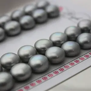 Good Pearl Half Hole No Hole 4a Beautiful Gray Blue Button Pearl Loose Freshwater Pearls For Fashion Jewelry Making