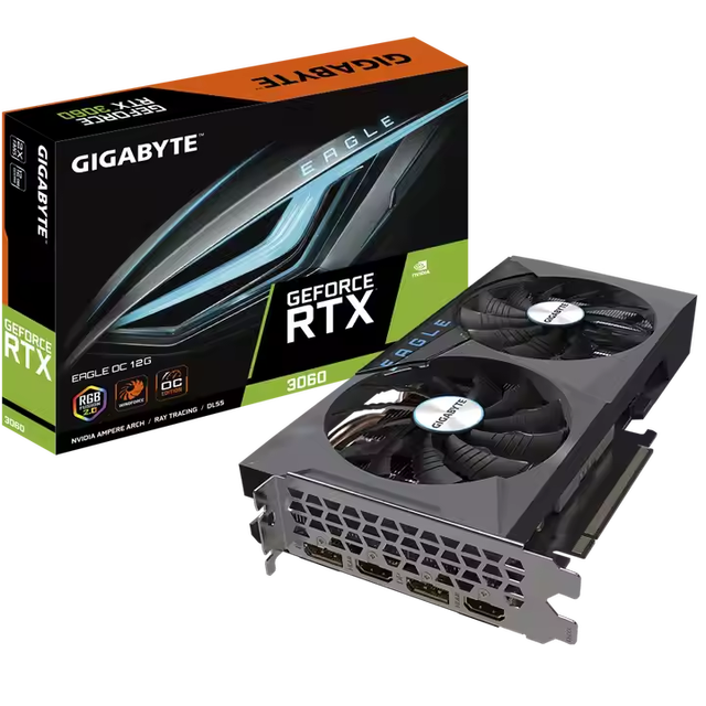 GIGABYTE GeForce RTX 3060 EAGLE 12G (Rev. 2.0) OEM New Fan-Cooled Desktop Graphics Card with GDDR4 Memory