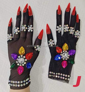 Guanti multicolori a diamante DJDSGogo locali notturni bar spettacoli <span class=keywords><strong>costumi</strong></span> di moda spettacoli fotografia accessori per lo Styling - Product Image 4