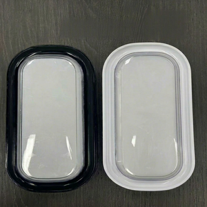 Recipientes Rectangulares para Alimentos en Blanco y Negro con Tapas Transparentes, Bandejas de Plástico para Preparación de Comidas y Refrigeración - Product Image 1