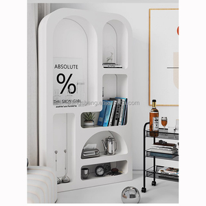 <strong>French</strong> White Solid Wood Living Room Display <strong>Shelf</strong> Floor-Standing Bookshelf with Small Arched Bookcase and Cave Rack Cabinet - Product Image 5