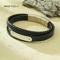 Bracelet en cuir tressé chic haut de gamme, fermoir magnétique, accessoire de poignet tendance