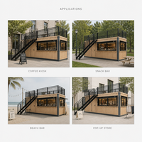 Restaurant-barbecue mobile et extensible en conteneur de 20 et 40 pieds, structure en acier galvanisé durable, maison modulaire avec espace repas sur le toit