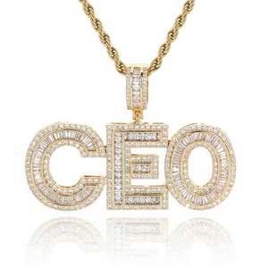 Collane con Ciondolo Di Tendenza Unisex Hiphop Placcato Oro in Rame con Zircone Intarsiato e Lettera Quadrata Personalizzata in Inglese - Product Image 2