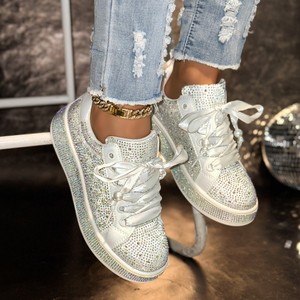 Zapatos Casuales de Diseñador con Pedrería Brillante al por Mayor, Zapatos de Moda para Mujer con Cordones, Antideslizantes, Resistentes y de Lujo para Caminar, Primavera-Verano - Product Image 2