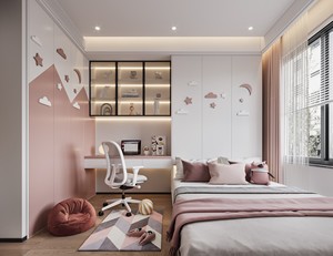 Set di Mobili per Camera da Letto per Bambini Personalizzato in Legno con Vetrina e Ampio Armadio - Product Image 1