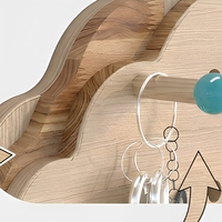 Organisateur mural en bois robuste avec panneaux perforés, étagères et crochets pour la cuisine, le salon, le bureau à domicile, le garage