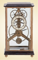 Horloge squelette à mécanisme fusee 5 jours, style français antique, cadran en porcelaine artisanal, roue à grande roue en laiton, pendule en laiton
