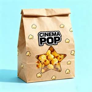Custom Logo Print Greaseproof Tin Tie Top Bakery Kraft Bread Packaging Paper <b>Bags</b> with Clear Window for Popcorn - Product Image 3