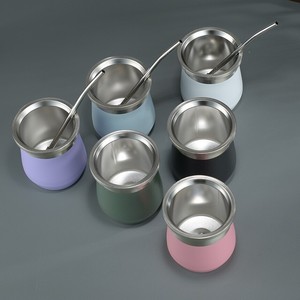 Taza Mate de Acero Inoxidable 304, Creativa, de 12 oz, con Forma de Huevo, para Camping, Portátil, con Aislamiento y Pajita, 6-12 - Product Image 2