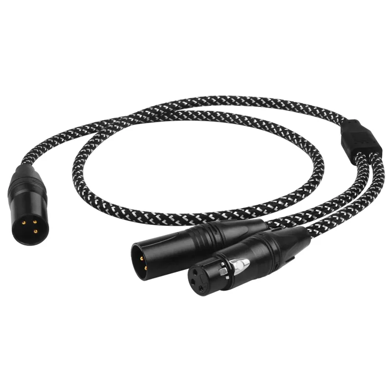 HIFI 3Pin XLR 1 Ke 2 Male Female Connector Audio Extension Cable Microphone Y Splitter Cord Line untuk Mixer Recorder