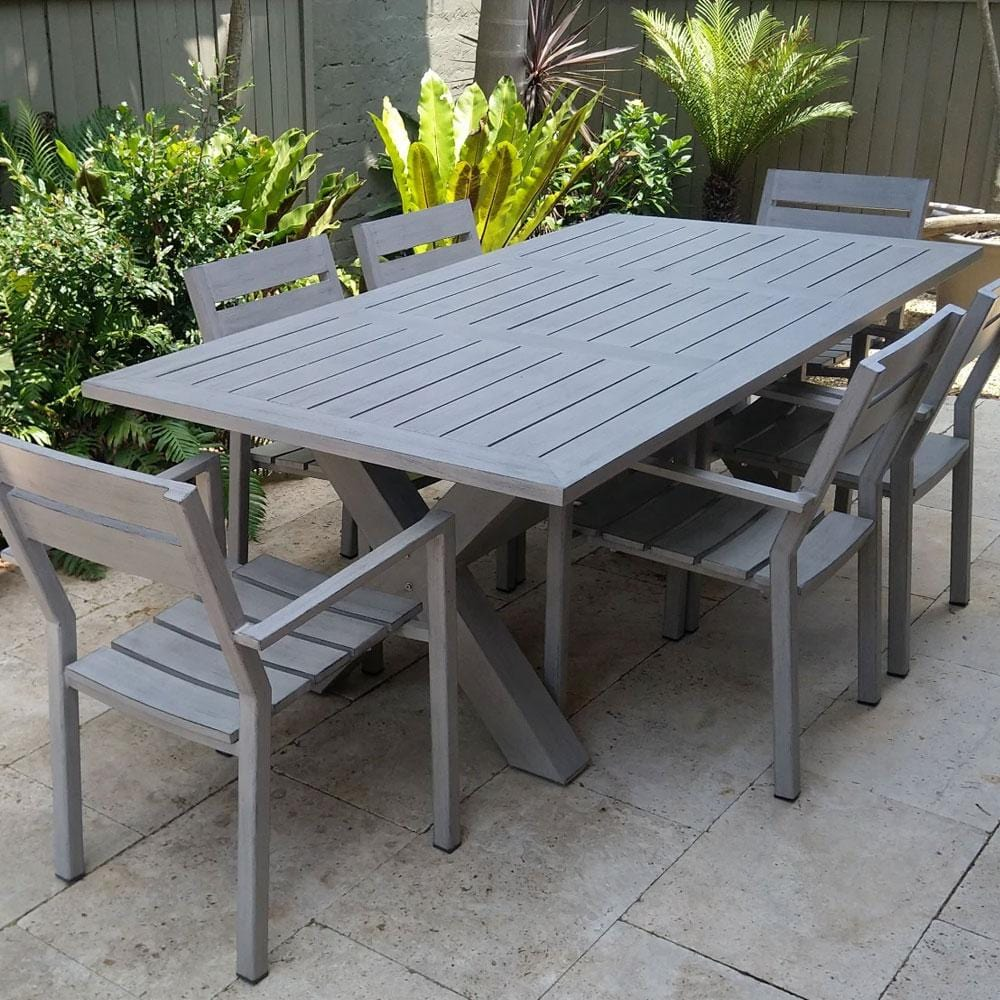 Custom Factory Garden Set High End Rectangle Dining Table All Weather Outdoor Solid Teak wood Chair