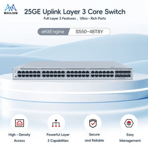 สวิตช์ HUA WEI S550-48T8Y 48 พอร์ต + 8x25GE SFP28 พอร์ต Core/Convergence สำหรับเครือข่ายองค์กรและการตรวจสอบ พร้อม SNMP - Product Image 1