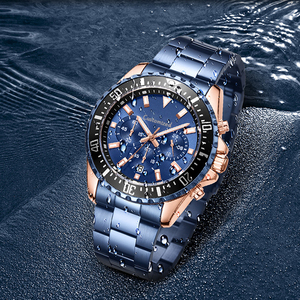 Men's Watch Large Dial Chronograph <b>Calendar</b> Steel Band Business Quartz Watch - Product Image 5