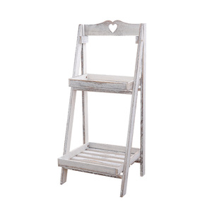 Moderno Soporte <span class=keywords><strong>de</strong></span> Plantas Plegable <span class=keywords><strong>de</strong></span> Dos Niveles, <span class=keywords><strong>de</strong></span> <span class=keywords><strong>Madera</strong></span> Maciza Blanqueada, Independiente, para Interiores, Estante Decorativo <span class=keywords><strong>de</strong></span> Exhibición <span class=keywords><strong>de</strong></span> <span class=keywords><strong>Madera</strong></span> - Product Image 1