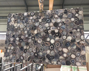 Von hinten beleuchteter Brazil Semi Precious Stone Polierte <span class=keywords><strong>Nebbia</strong></span> Grey Achat platten für Tischplatten - Product Image 3