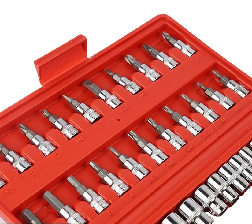 Impactsleutel Kleine Dopsleutel Sets 1/4 "Handmatige Autoreparatie Handgereedschapssets 46 Stuks Dopsleutel Sets