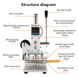 ماكينة النقش على فتحة T ، ماكينة الطباعة اليدوية ، النقش الساخن ، ماكينة ختم الجلود بالحروف الساخنة ، خشب الرقائق الذهبية والفضي - Product Image 2