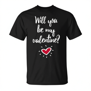 Camiseta con Forma de Corazón para el Día de San Valentín con la Frase '¿Serás mi San Valentín?' Imprimir - Product Image 3