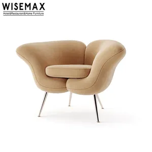 Wisemax Meubels Licht Luxe Lip Ontwerp Stof Enkele Sofa Zitkamer Leisure Fauteuil Met Stevige Metalen Voet