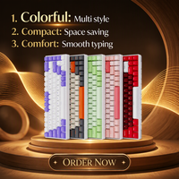 Clavier mécanique de jeu RGB 65% personnalisé à échange à chaud, trois modes, 68 touches, interrupteurs rouges, en stock