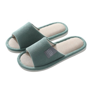 Women's Custom Linen Double Fabric Indoor for <b>Slippers</b> Fashionable Soft Cotton Sole Open Toe Hotel Non-Slip for Summer Winter Au - Product Image 6