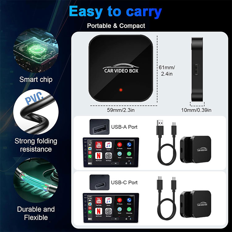 Wooboobox Video Carplay Ai Box - Wireless CarPlay Android Auto Adapter with Netflix YouTube Support