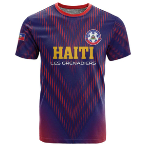 <span class=keywords><strong>T</strong></span>-<span class=keywords><strong>shirt</strong></span> des supporters de l'équipe nationale de football d'Haïti, Les Grenadiers, imprimé patriotique avec le drapeau d'Haïti, carte de l'État, fédération de football - Product Image 1