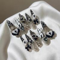 Faux Ongles à Presser en Acrylique Extra Longs Stiletto avec Breloques 3D pour Gala, Faits Main, Personnalisés, Ongles Artificiels de Luxe, Vente en Gros, Offre Spéciale