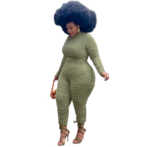 <span class=keywords><strong>Verde</strong></span> de manga larga más tamaño trajes de monos más <span class=keywords><strong>mono</strong></span> de tamaño para las mujeres gordas - Product Image 1