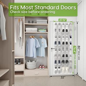 Organisateur de chaussures à suspendre derrière la porte, 40 poches, en maille respirante, support mural pour rangement de chaussures, blanc - Product Image 4
