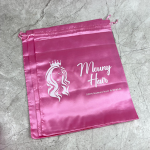 Luxury Silk Satin Bag Custom Logo Printed Cosmetics Pouch Bag Wig Packaging Satin Bags for <b>Small</b> Business - Product Image 2