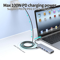 Baru 6 In 1 Usb C Hub Tipe C untuk Hdmi RJ45 Ethernet Port Usb 3.0 Sd / TF Card Reader untuk Macbook Pro Dock