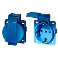 Stopkontak Ekstensi Industri Italia Tahan Air IP54 10A 2 Outlet CE Bahan PA Biru
