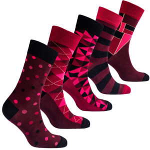 Men's Burgundy Mix Set Socks - Product Image 4