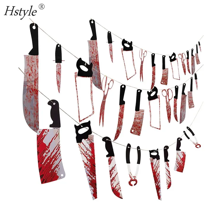 3 teile/satz Blutige Waffen Garland Banner Halloween Horror Scary Zombie Vampire Party Dekorationen Lieferungen SD321