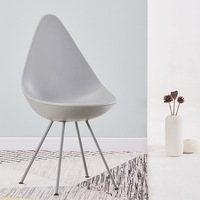 Chaise de salle à manger moderne en plastique de qualité commerciale, chaise coquille en forme de goutte avec pieds en métal pour restaurant, café, vente en gros