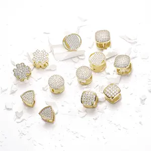 CM Jewellery Wholesale 14K Gold Plated Women Zirconia Earrings Iced Out Hoops Earrings Ice Out Earring Huggies