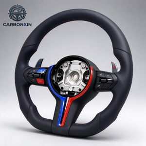 Volant de voiture en fibre de carbone et cuir, directement de l'usine, pour M3/M5/M2, sportif, avec fonction de chauffage, 100% Plug & Play - Product Image 1
