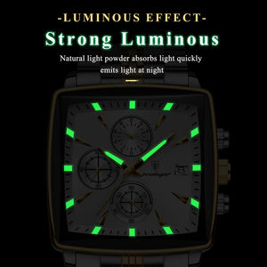 Nuevo Reloj POEDAGAR 866 en Oferta, Reloj de Pulsera Cuadrado de Acero Inoxidable para Hombre, a la Moda, Resistente al Agua, Luminoso, Cronógrafo, de Cuarzo, 2025 - Product Image 5