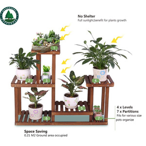 Support à plantes multi-niveaux Woodbuddy, étagère en bois à 3 niveaux pour intérieur, extérieur, balcon, jardin, rangement - Product Image 2