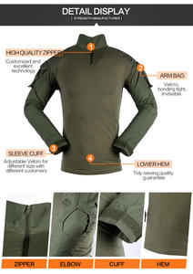 Uniforme de Combate Táctico de Camuflaje para <span class=keywords><strong>Hombre</strong></span> de Alta Calidad Tipo Frog Suit Color Verde Olivo con Camisa de Manga Larga y Pantalones - Product Image 3