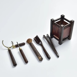 Juego de té de madera maciza de ébano, seis utensilios cuadrados para la ceremonia del té, para té Kung Fu - Product Image 2